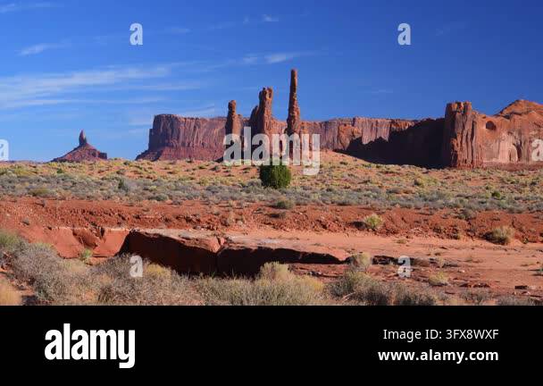 The famous rock formation Totem Pole and the neighboring Yei Bi Chei ...