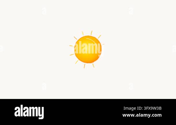 A bright yellow sun icon with rays animates gently, glowing and ...