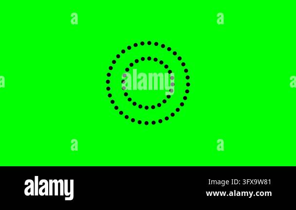 A minimalist animation features black dotted concentric circles ...