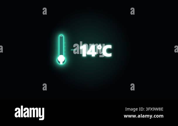 Digital thermometer animation showing temperature readings from cold to ...