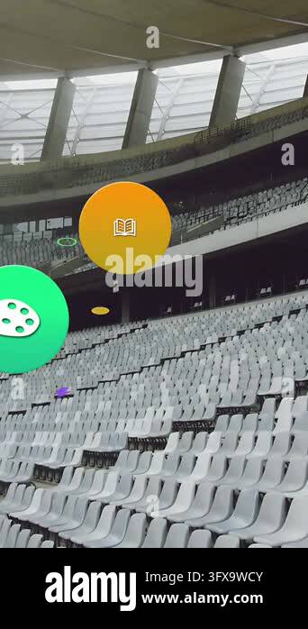 Vertical video: Blue icon appearing right icons moving across seats ...