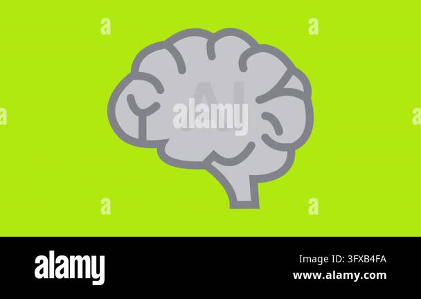 Pulsing Artificial Intelligence Brain Icon Animation with the letters ...