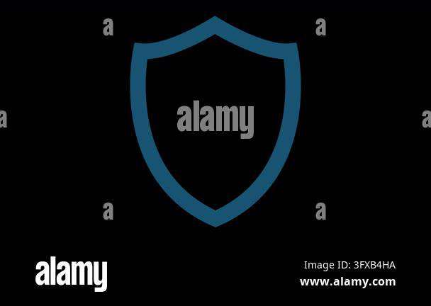 Blue Shield Icon with AI Brain and locking Padlock Animation on ...