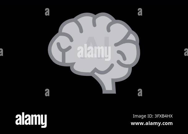 Animated AI Brain Icon Pulsing on Transparent Background for Technology ...