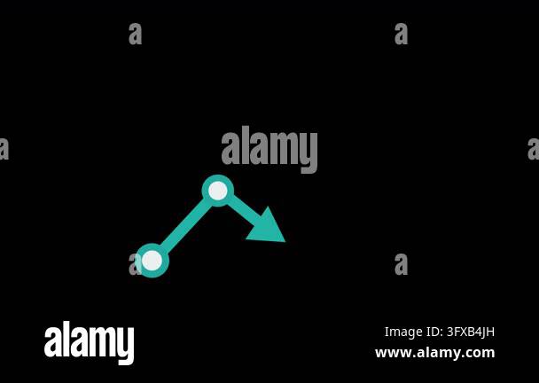 Animated vector graph rising to a glowing human brain symbol alpha ...