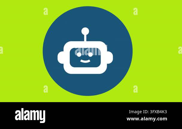 Animated Chatbot Icon with Speech Bubble Appearing on Green Screen ...