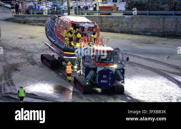 Seahouses, Northumberland, UK, 06.25.2026. RNLI in action.. A fishing ...