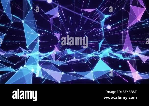 Abstract Futuristic Neon Glowing Blue Purple Plexus Network Technology ...