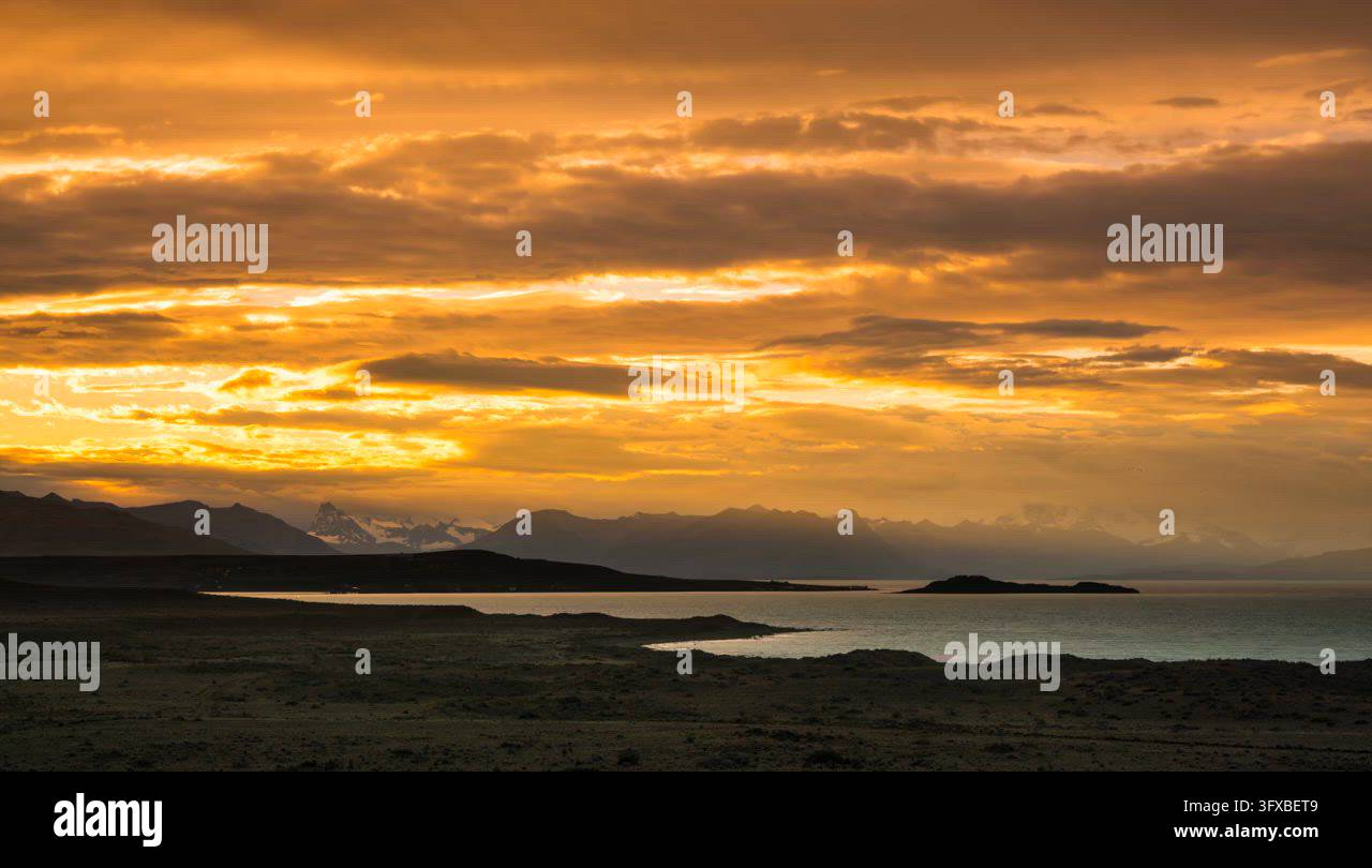 Sunset Time Frame Time-Lapse of a Golden Sunset Over Patagonian Plains Stock Video ...