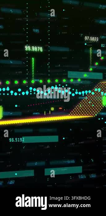 File Processing Background Animation of financial data processing over dark background. Global ...