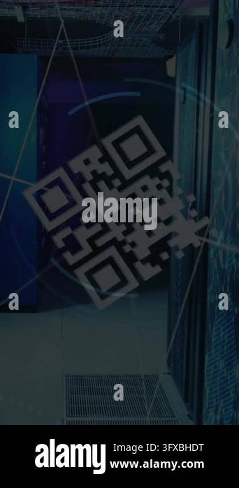 Animation of circular scanner with rotating over person icon on black ...