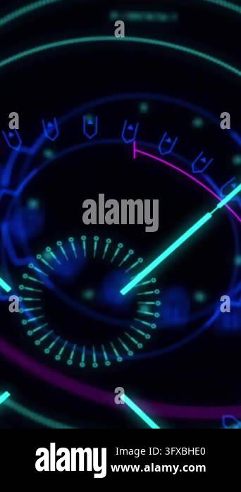 File Processing Background Animation of scope and data processing on black background. Global ...