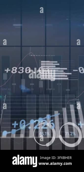 Trade Graph Animation Animation of multiple graphs and trading board over glass window ...