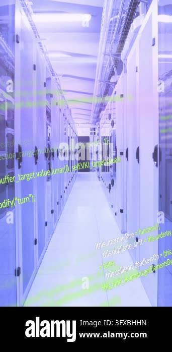 Animation of data processing over computer servers. Global networks ...