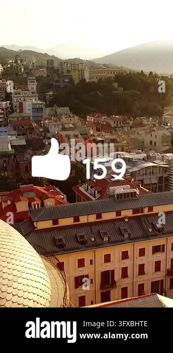 High angle of a town in the background of digital animation of heart ...