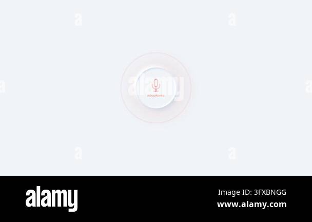 Voice Recording Microphone Icon Button with Pulsing Red Glow on Light ...