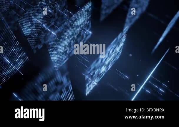 Blue Digital Space Flowing Technology Background Stock Video Footage ...
