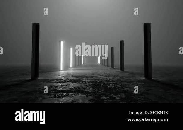 Tube Light Vector Image Rhythmic black and white foggy space light tube corridor with ...