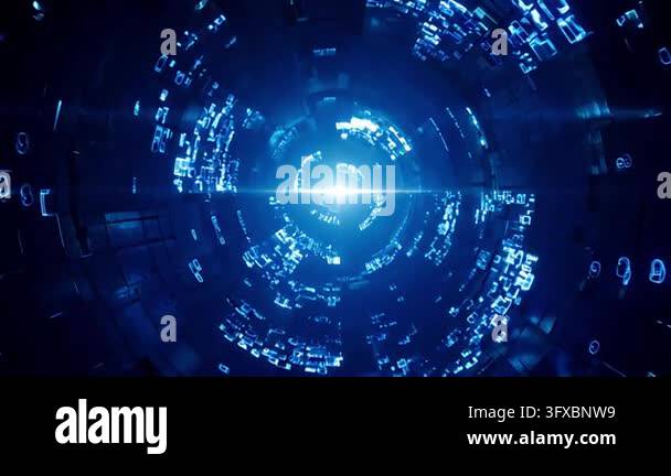 Digitization With Blue Background Abstract digital background featuring glowing blue circular patterns ...