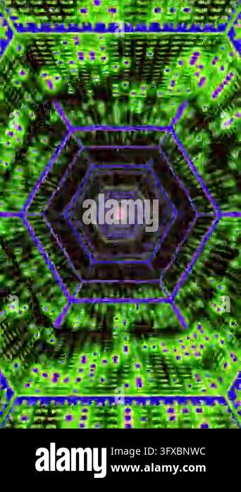 Loop Fed Design Intriguing neon tunnel design with vibrant colors and geometric ...