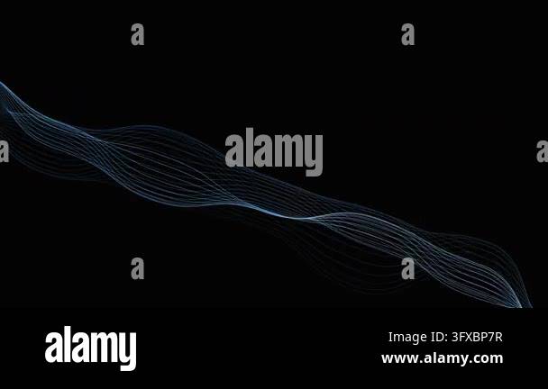 Abstract Wave Lines Flowing Motion Background on Black Loop Stock Video ...