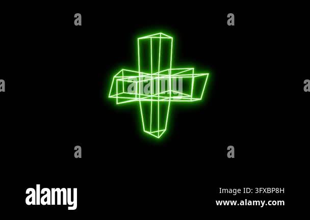Wireframe Color Schemes Futuristic 3D glowing neon wireframe cross structure rotating ...