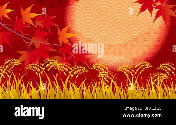 Full Moon with Maple Leaves and Pampas Grass 4K Stock Video Footage - Alamy