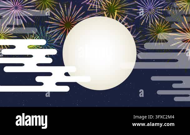 Full Moon and Colorful Fireworks Night Sky 4K Stock Video Footage - Alamy
