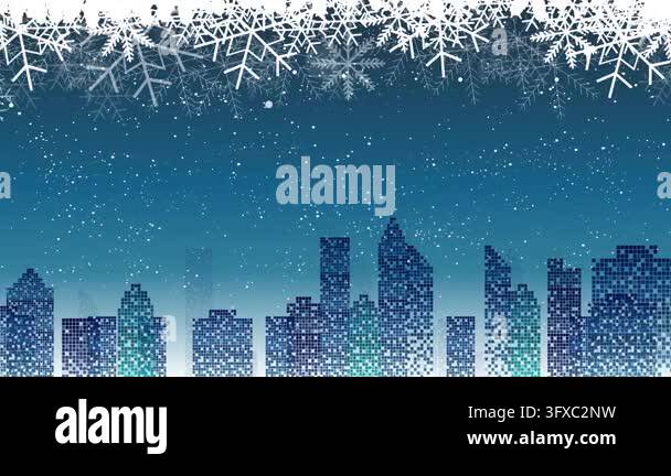 Snow Falling 4k Animation Winter cityscape with falling snow 4K Stock Video Footage - Alamy