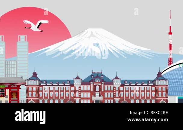 Iconic Japanese Landmarks and Tokyo Skyline 4K Stock Video Footage - Alamy