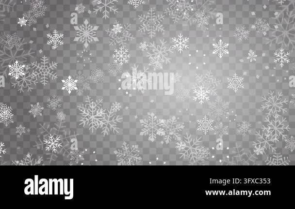 Snow Falling 4k Animation Snowflakes falling against a transparent grid 4K Stock Video Footage ...