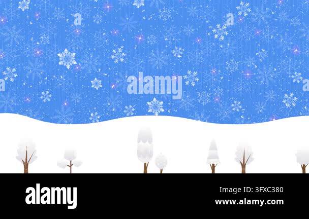 Snow Falling 4k Animation Winter Wonderland Landscape with Falling Snow 4K Stock Video Footage ...