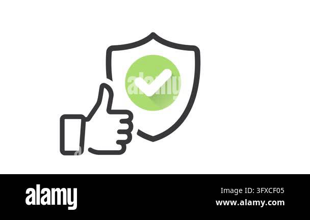 Shield with like hand thumbs up icon. Warranty sign Stock Video Footage ...