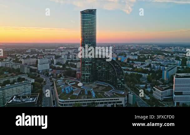 Poland, Wroclaw 2023 09 27: Aerial panoramic view of the iconic Sky ...