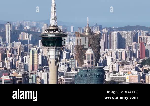 Iconic macau tower and the grand lisboa hotel standing prominently ...