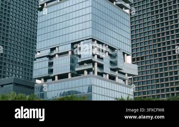 Abstract architecture background. Modern building with stacked glass ...