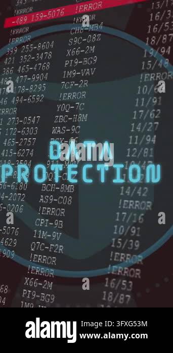 Circular animation over error codes and data on dark background ...