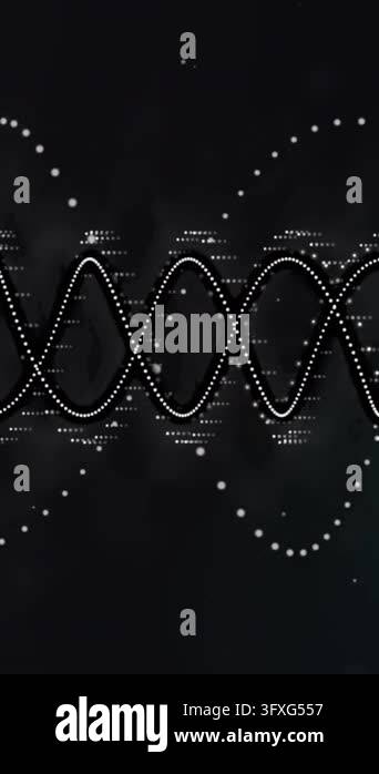 Animation of connections and data processing over black background ...