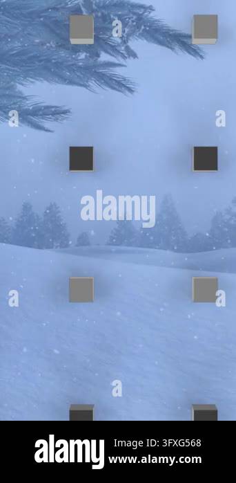 Snow Falling 4k Animation Animation of rows of cubes pattern and christmas snow falling over ...
