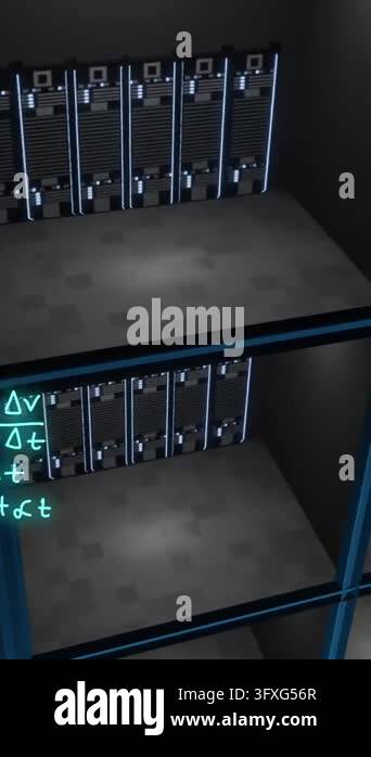 Animation of data processing over computer servers. Global cloud ...