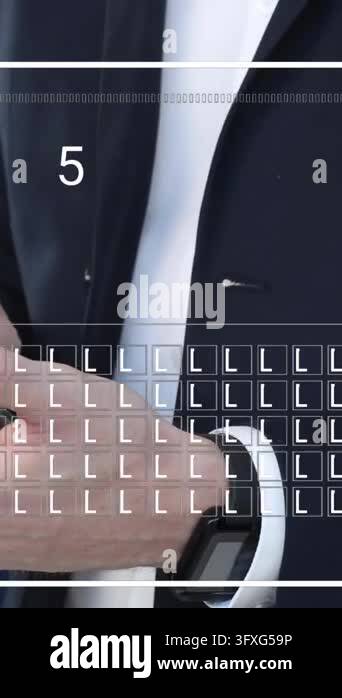 Animation of interface with data processing over mid section of ...