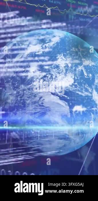 Animation of statistical and stock market data processing over globe ...
