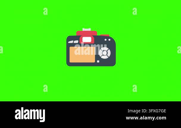 Digital Camera Animation on Green Screen, Photography Equipment Icon ...
