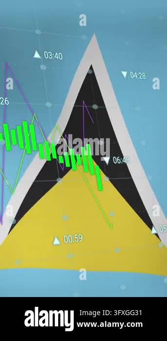 Animation of data processing over flag of saint lucia. flags of the ...