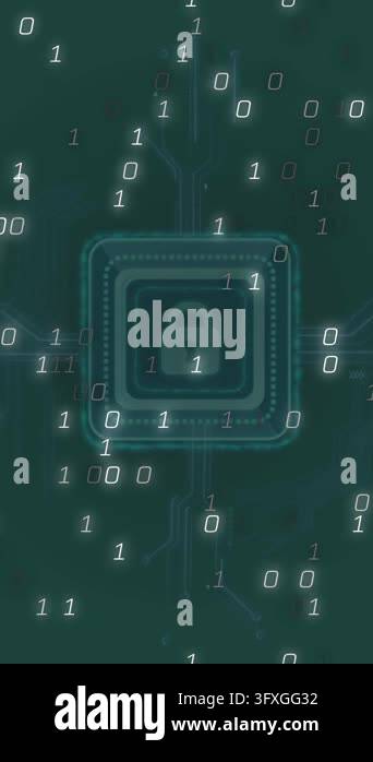 Animation of data processing over padlock icon on green background ...