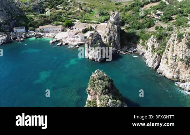 Beatiful Italian Model beautiful nature of Scopello cliffs, Sicily Island, Italy Stock Video ...