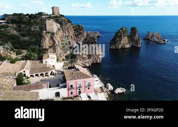 Beatiful Italian Model beautiful nature of Scopello cliffs, Sicily Island, Italy Stock Video ...