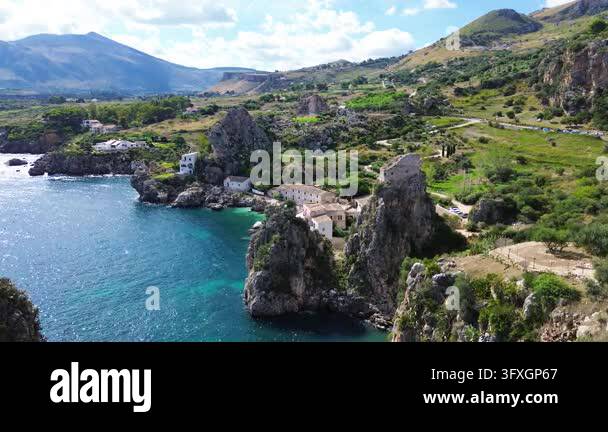 Beatiful Italian Model beautiful nature of Scopello cliffs, Sicily Island, Italy Stock Video ...