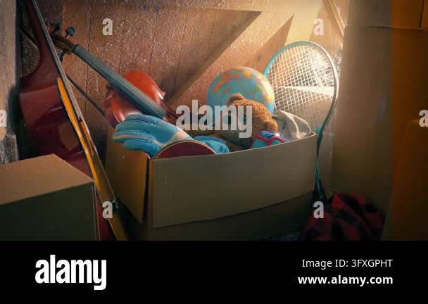 FX Wipe From Normal To Golden Glow Attic Scene Stock Video Footage - Alamy