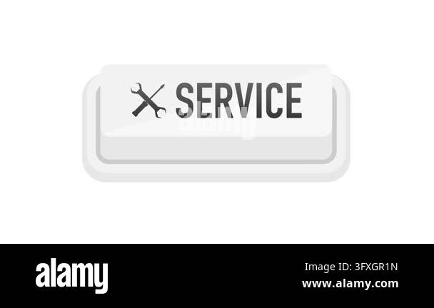 Service button with a tool icon appearing and disappearing on white and ...